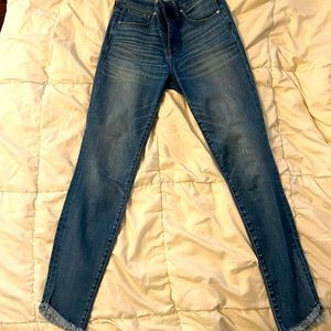 Madewell high rise raw hem skinny jeans